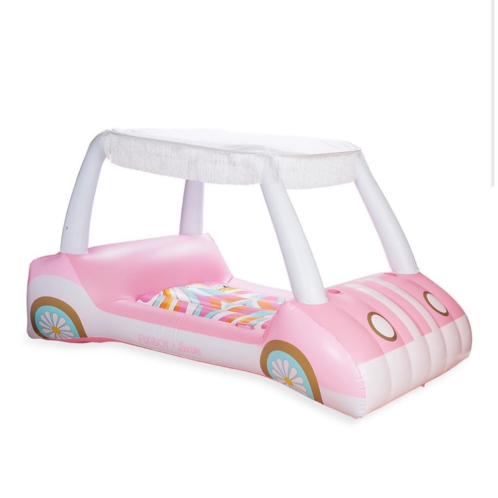 Fun boy Barbie Malibu golf cart float.